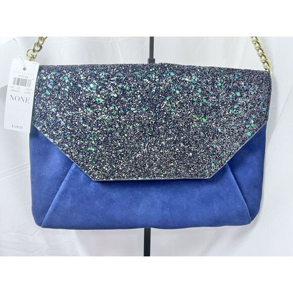 Ann Taylor Bella Glitter Navy Clutch Bling NYE NWT‎ - Picture 2 of 12